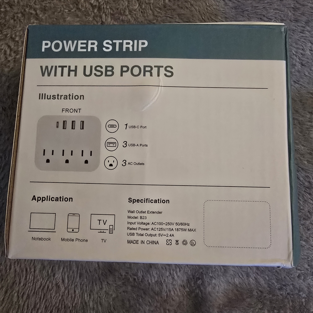 SOLD NEW! B23 Power Strip with USB Ports! - Picture 2 of 3